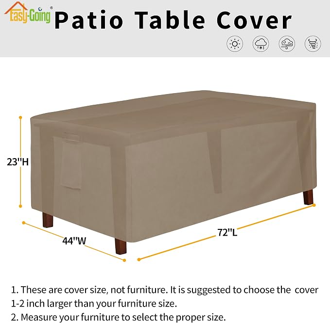 Easy-Going 600D Heavy Duty Rectangular Table Cover UV Resistant and Waterproof - Image 2