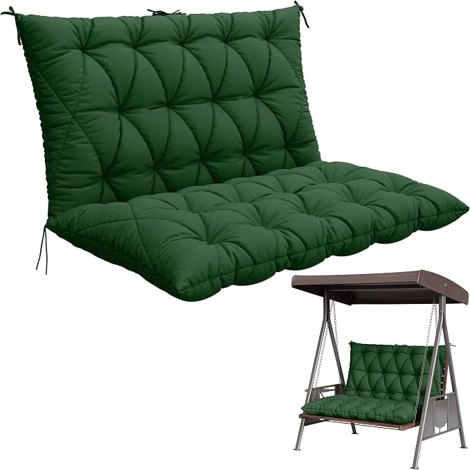 Porch Swing Cushion with Backrest, Waterproof Bench Cushion by Pakunoda