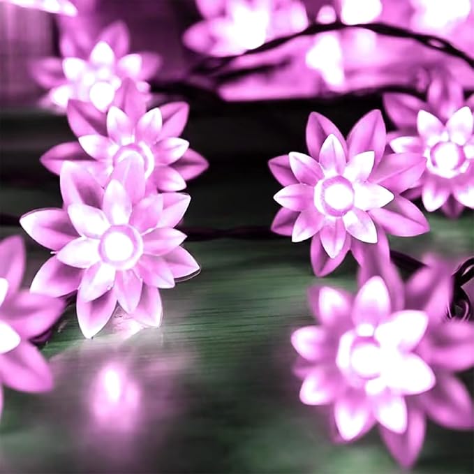 ITICdecor Solar Flower String Lights Outdoor Waterproof 50 LED Upgraded Flower - Image 5