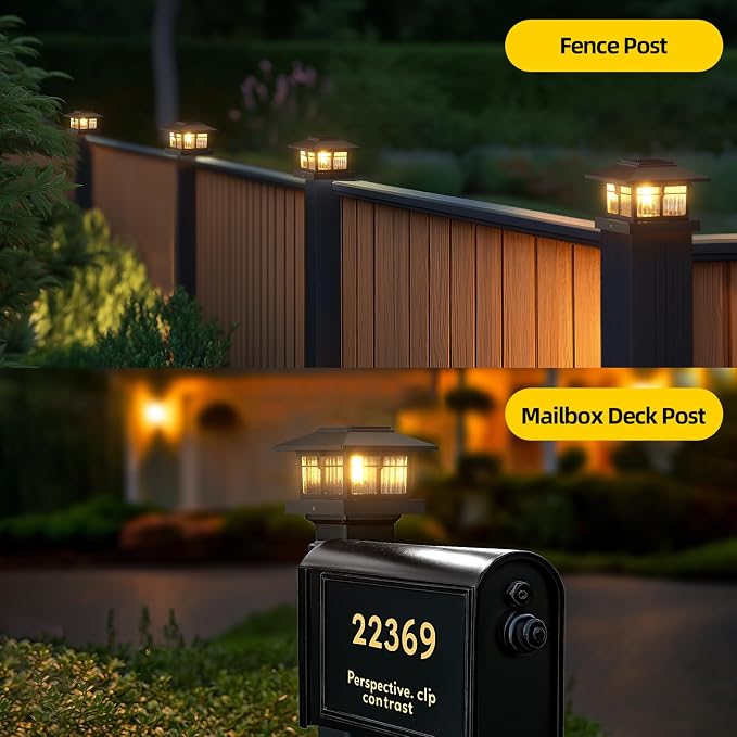 EXCMARK 2 Pack 4x4 Solar Post Cap Lights, Fence Deck Post Lights Outdoor Solar - Image 7