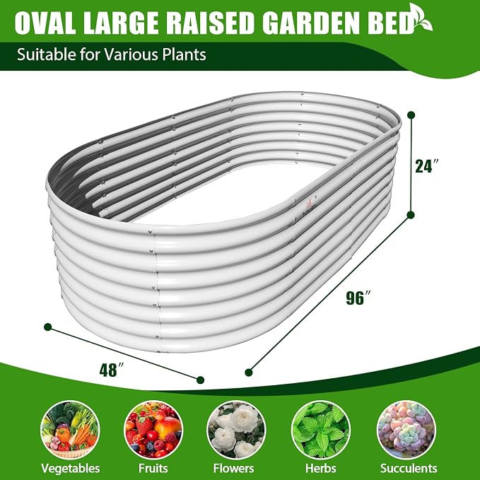 A ANLEOLIFE 6-Set 8X4X2 ft Galvanized Raised Garden Bed Kit, Oval Metal Deep - Image 3