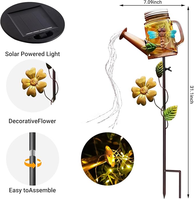 Solar Watering Can Light, Yard Outdoor Decor Lights, IP65 Waterproof, Hanging - Image 2