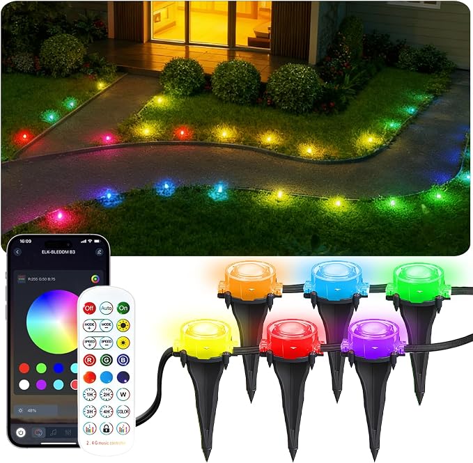 100Ft RGB Ground Lights Outdoor LED Pathway Lights, Smart Control by BonvePet