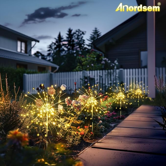 Anordsem Solar Fireworks Lights Outdoor: 4 Bendable Copper Wire 120 LEDs String - Image 7