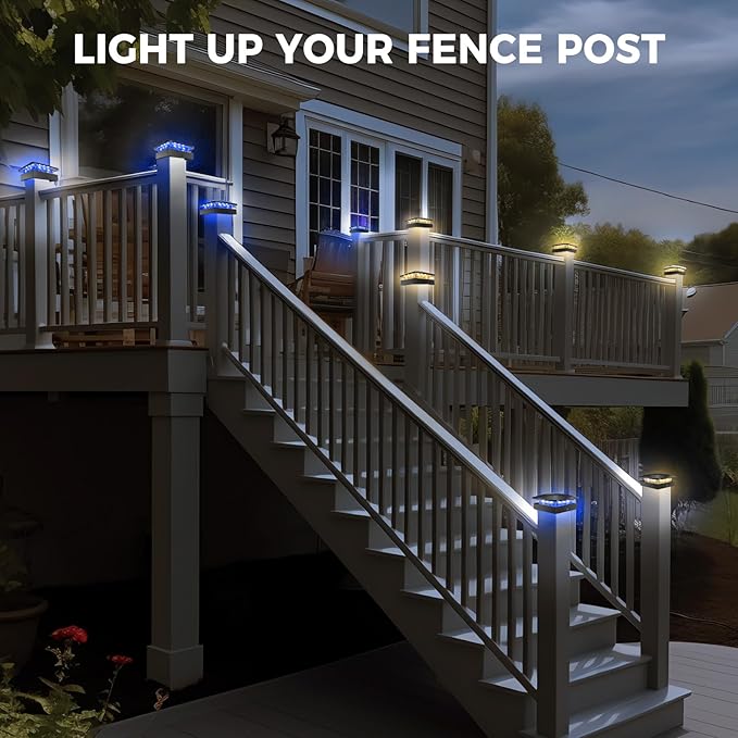 Peasur 2pack 4x4 Solar Post Lights Outdoor, Wood & Vinyl Post Top Lighting - Image 7