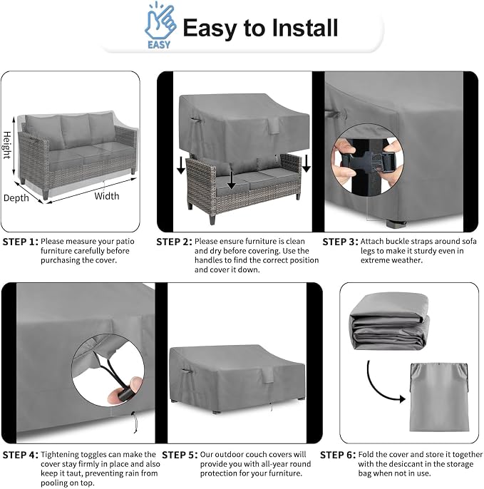 OutdoorLines Outdoor Waterproof Patio 4-Seater Couch Cover - Image 6
