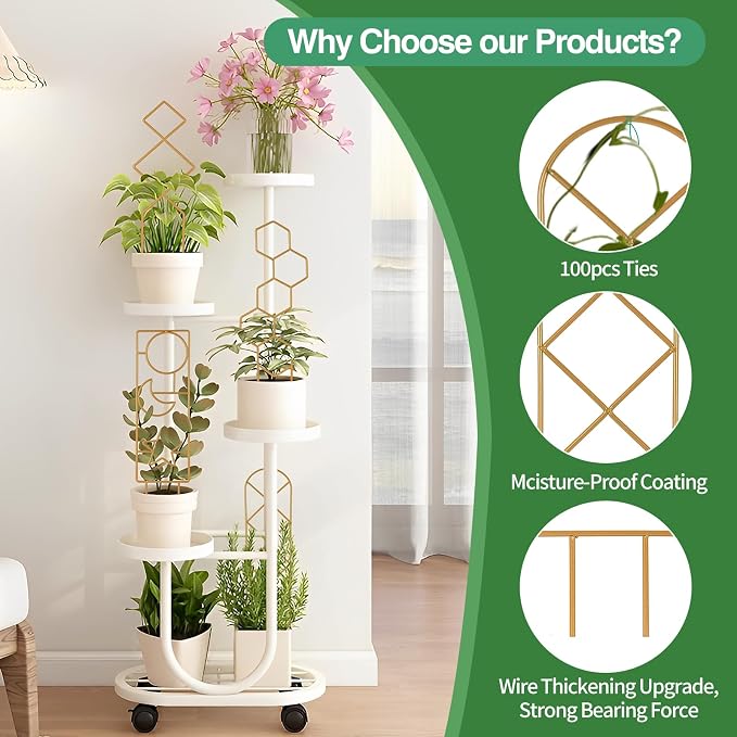 Small Trellis for Potted Plants, 15.94 inch Gold Metal Plant Trellis for - Image 2