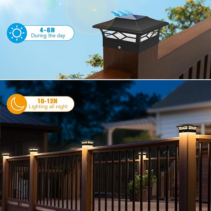 Solar Post Cap Lights Outdoor 16pack, Waterproof Solar Powered Deck Fence Post - Image 2