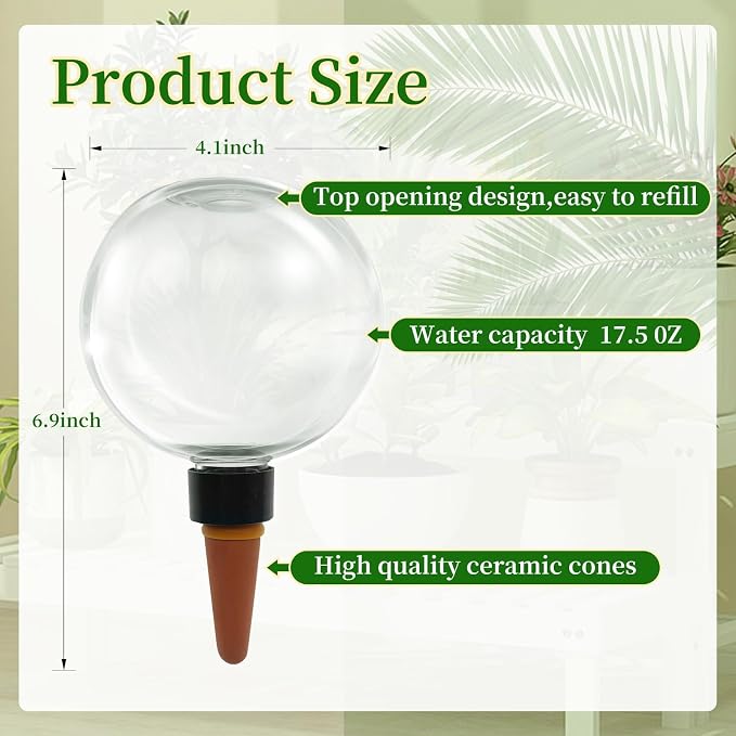 3 Pack Self Watering Globes for Indoor Plant Plastic Water Bulbs 17.5 oz - Image 2