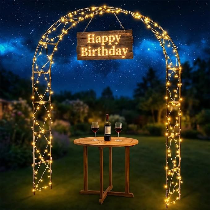 Galvanized Metal Arbor, 4.6 Feet Wide x7.6 Feet High Heavy Duty Garden Arch - Image 9