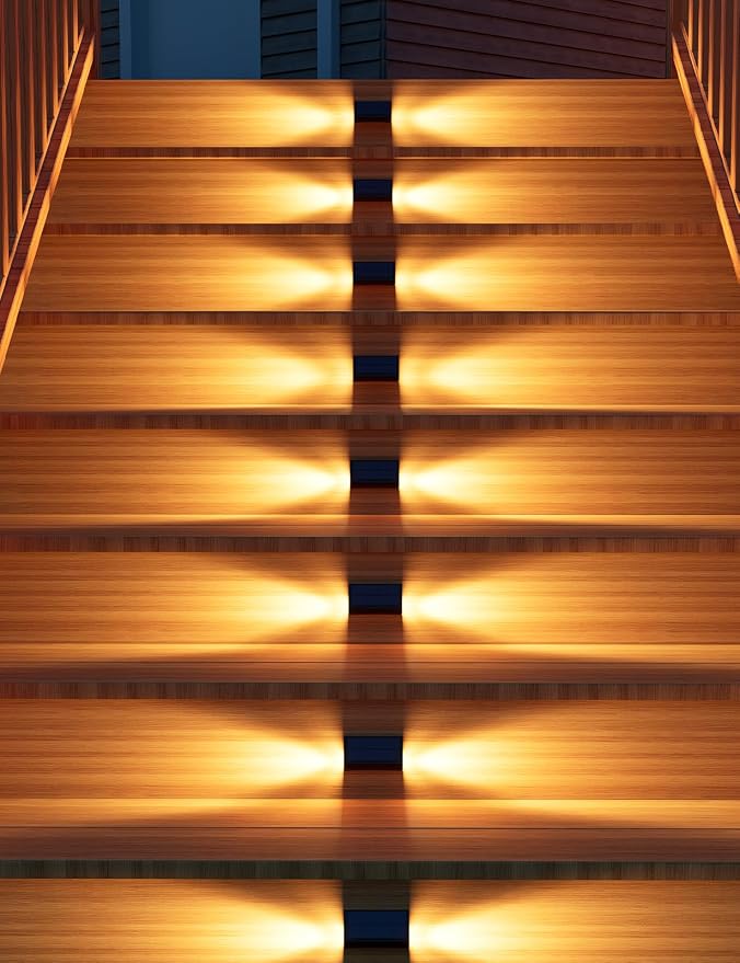 12 Pack Solar Powered Stair Lights Outdoor Waterproof Warm White Lamps - Image 9
