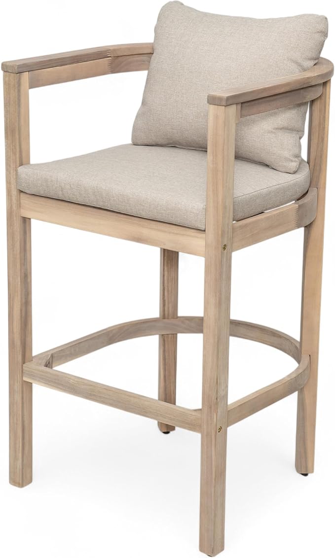 Christopher Knight Home Kuart Acacia Wood Outdoor Bar Stool Set of 2 - Image 7