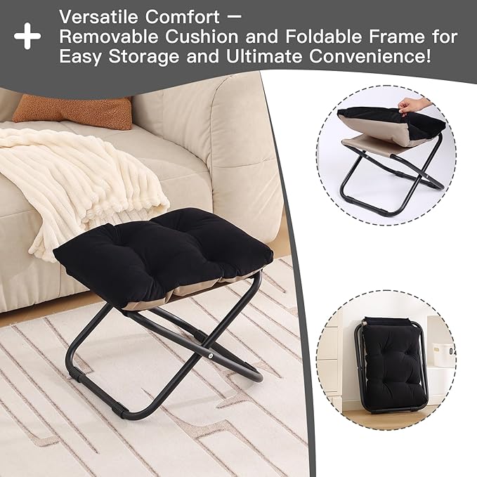 LITA Folding Upholstered Footrest Stool - Image 5