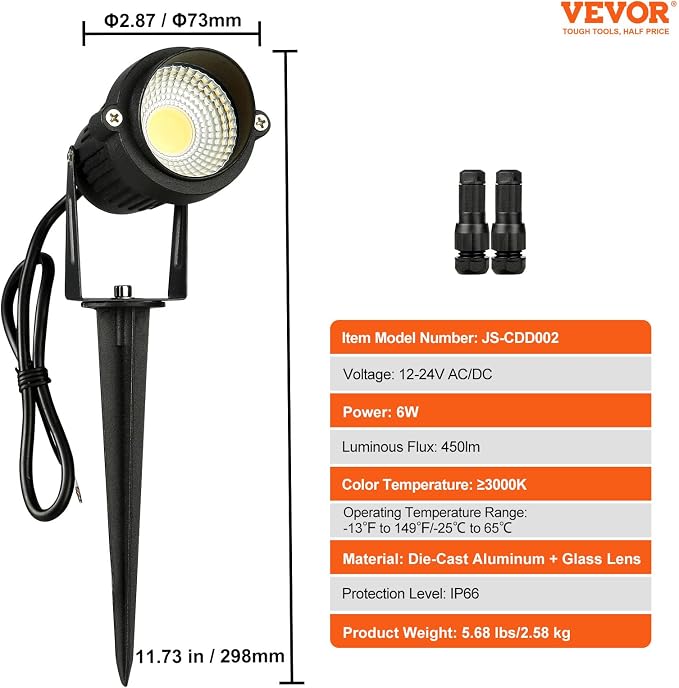 VEVOR Landscape Lighting, 6W Low Voltage LED Landscape Lights, IP66 Waterproof - Image 7