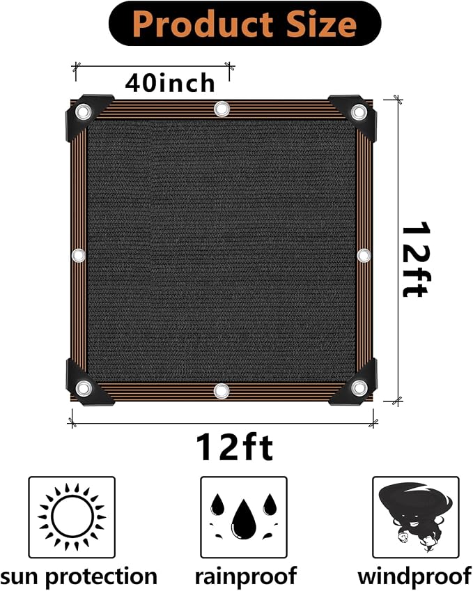 Black Shade Cloth, 90% Durable Mesh Tarp - Image 2