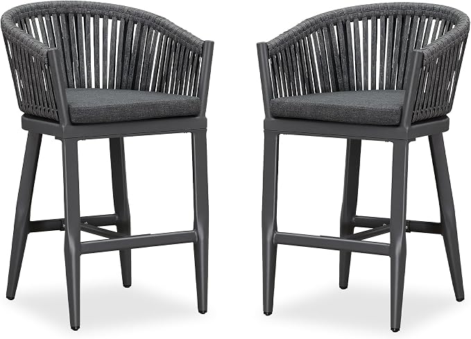 PURPLE LEAF Outdoor Counter Height Bar Stools Set of 2 Patio Metal Modern - Image 8