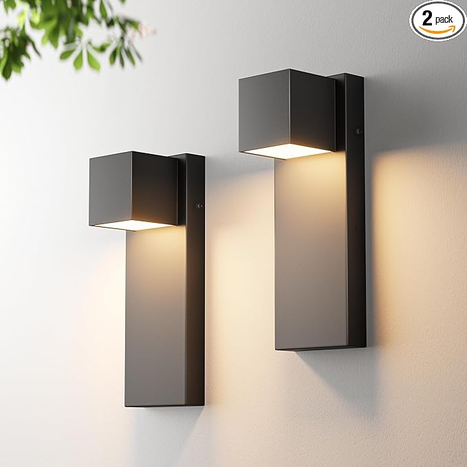 2 Pack 13" Modern Outdoor Led Wall Light, 16W 3000K 1200Lumen Porch & Patio by Aoceley