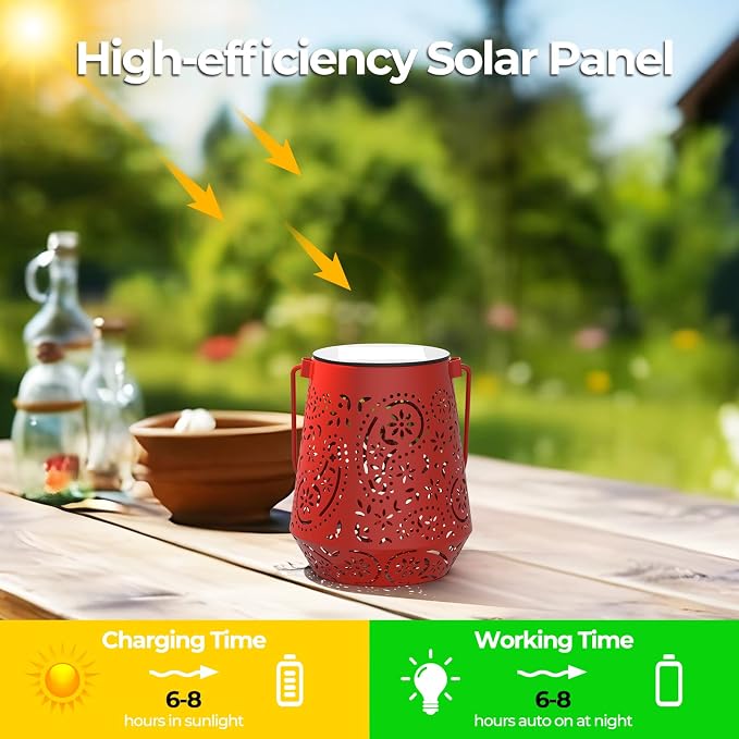 Solar Lanterns 4 Pack Outdoor Waterproof Solar Lights, Mothers Day Gifts - Image 3