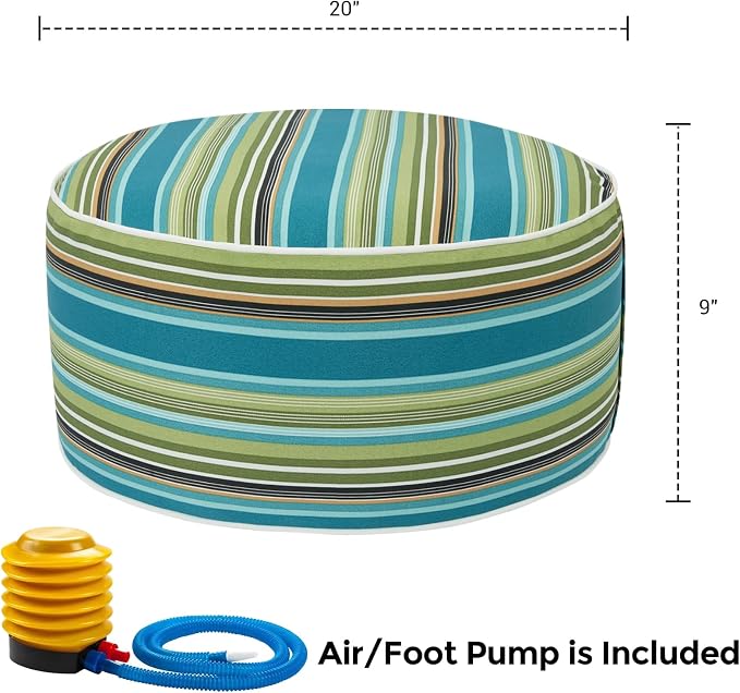 Outdoor/Indoor Inflatable Ottoman Pouf D20 xH9, All Weather Round Footstool - Image 3