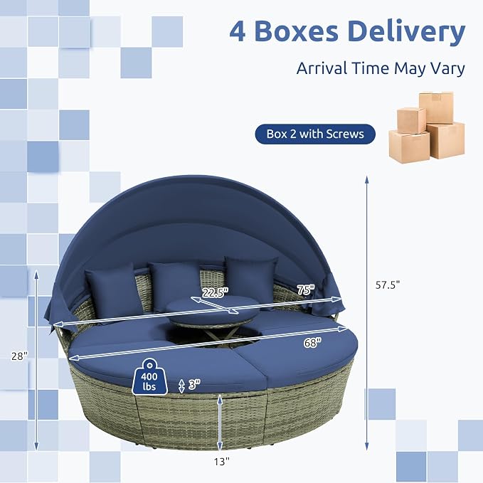 Tangkula Outdoor Round Daybed - Image 4