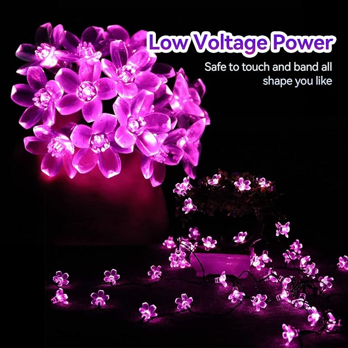 ITICdecor Solar String Flower Lights Outdoor Waterproof 50 LED Fairy Light - Image 2