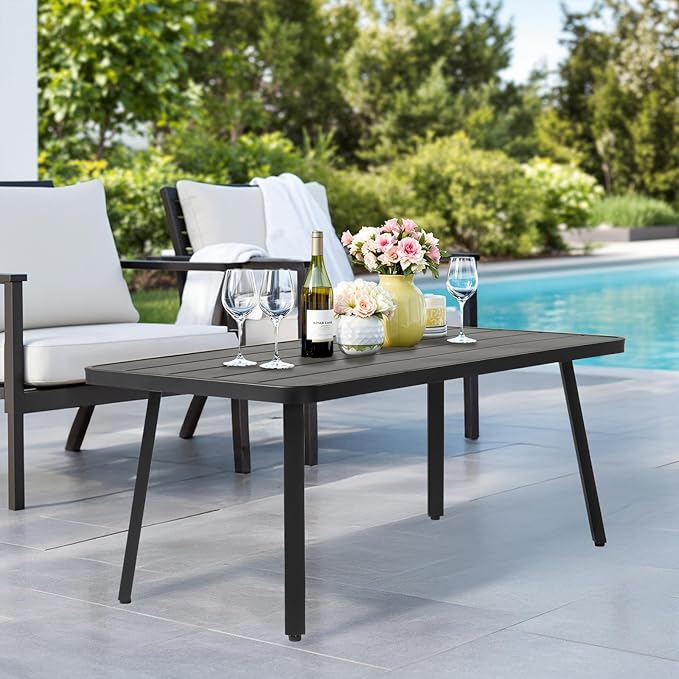 VINGLI Small Steel Outdoor Patio Coffee Table, Weather Resistant Metal Outdoor - Image 6
