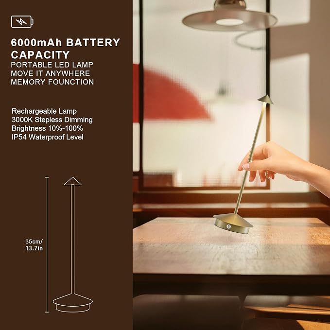 2-Pack 6000mAh Rechargeable Led Table Lamp Cordless, 3000K-6000K Stepless - Image 7