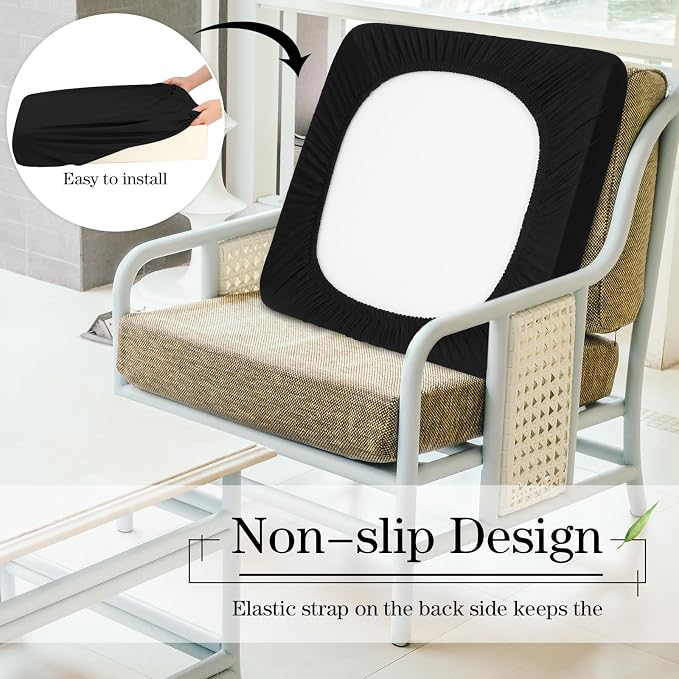 Newwiee 8Pcs Patio Cushion Covers Stretch Outdoor Cushion Cover Replacement - Image 5