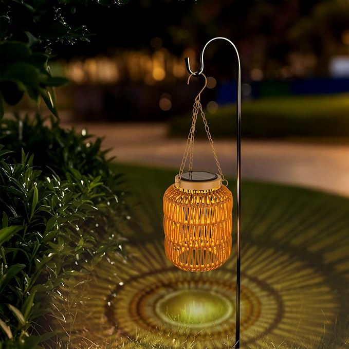 Solar Outdoor Lanterns Waterproof, Hanging Rattan Lantern Lights - Image 7