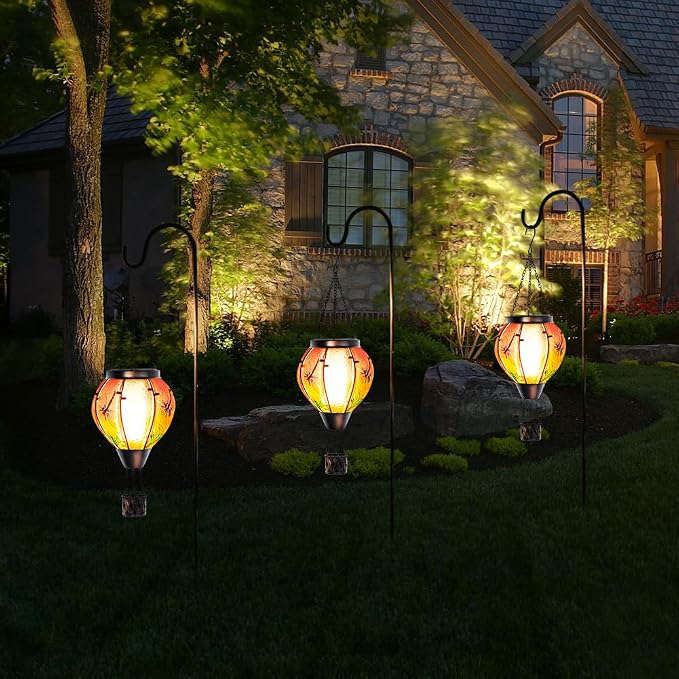 Starsoul Dragonfly Hot Air Balloon Solar Lantern Outdoor Glass Hanging Hot Air - Image 3