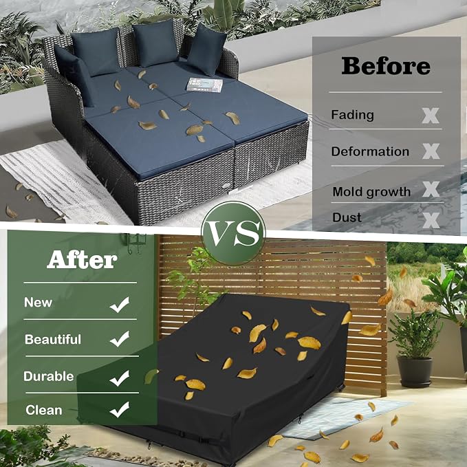 Outdoor Daybed Cover Heavy Duty 600D Weather-Resistant Waterproof Patio Sunbed - Image 7