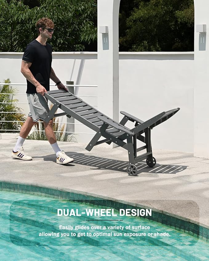 Lounge Chair Outdoor, Chaise Lounge Outdoor, HDPE 6-Position Lounge Chair - Image 4