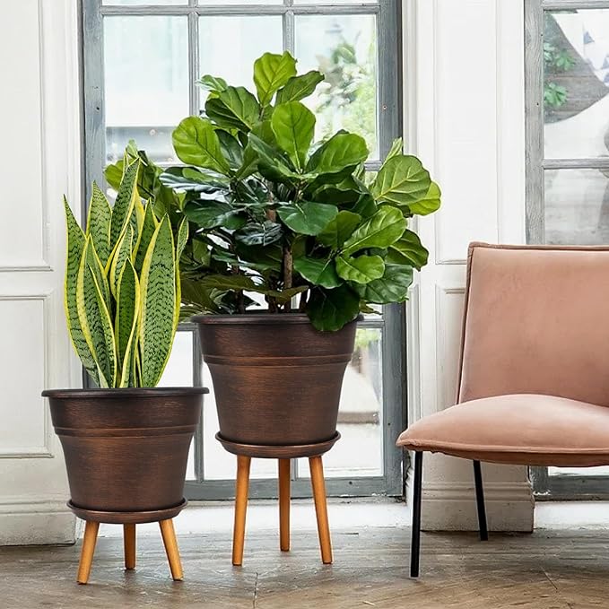 Plant Planters Pots Set of 4 Pack 8 Inch, Plastic Flower Pot - Image 6