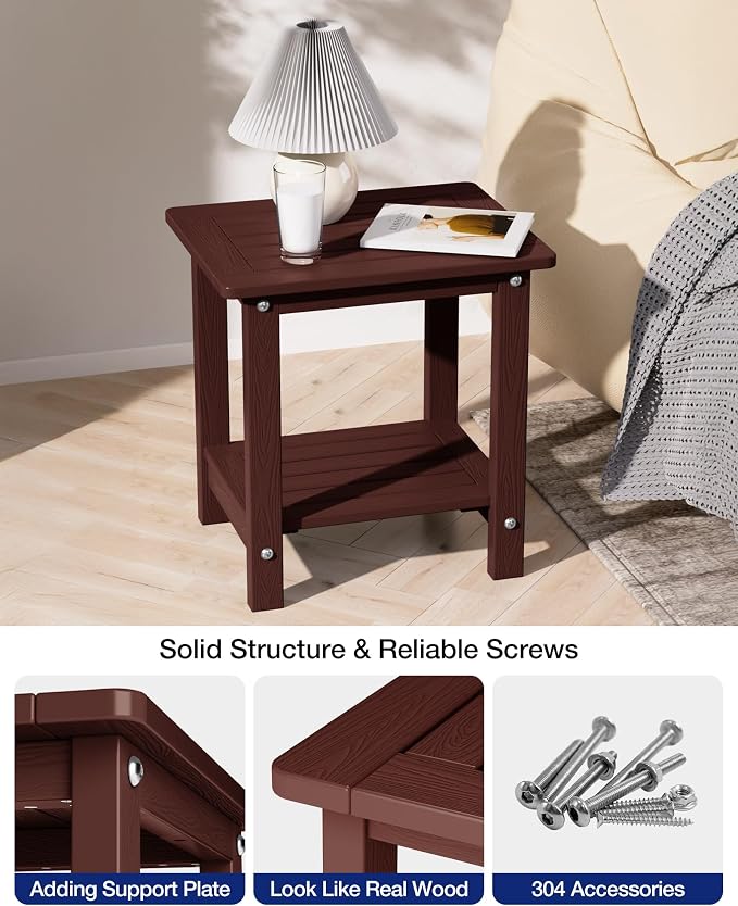 YEFU Outdoor Side Table for Patio: 16" HIPS Weather - Image 6