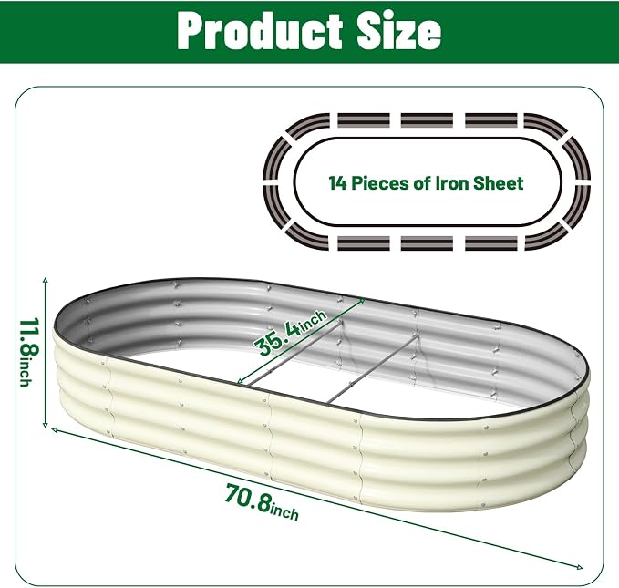 SnugNiture 2 Pcs 6x3x1ft Raised Garden Bed Kit, Outdoor Oval Metal Garden - Image 2