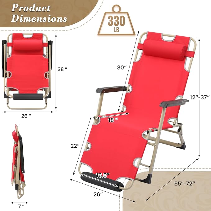 Athena Collection Zero Gravity Outdoor Lounge Chair Set of 2, Outdoor Chaise - Image 3