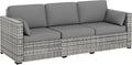 Outsunny Patio Couch PE Wicker Deep Seating Outdoor Sofa by Outsunny