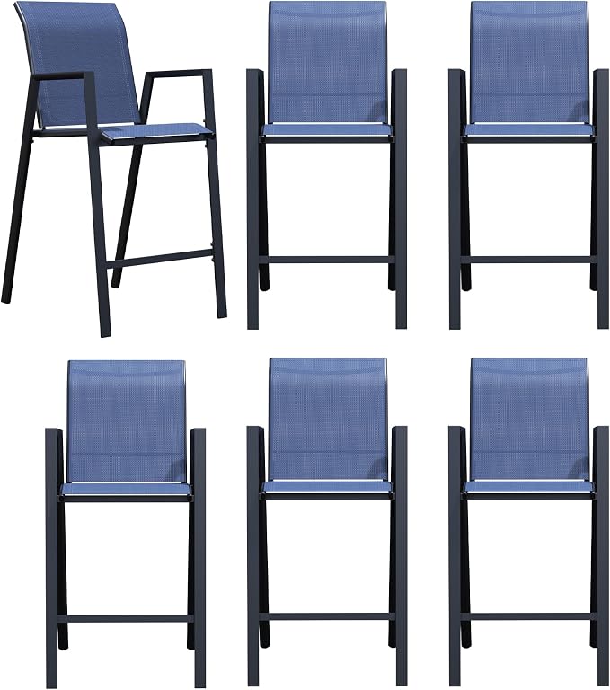 Outdoor Bar Stools Set of 6, Bar Height Chairs - Image 8
