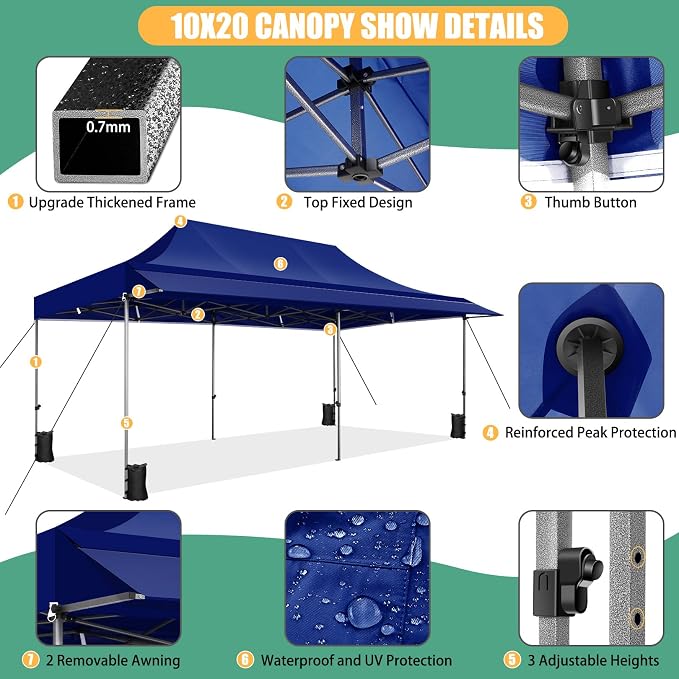 COBIZI 10x20 Pop Up Canopy Tent - Image 5