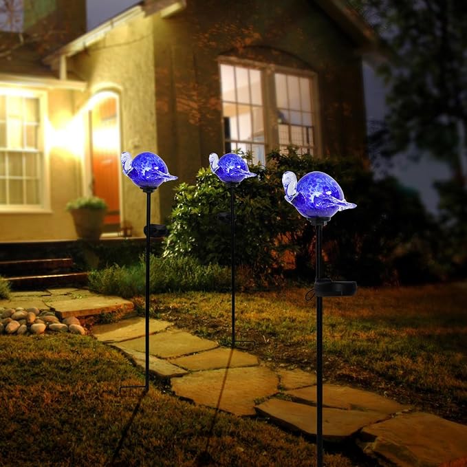 Afirst Decorative Solar Lights Outdoor Solar Turtle Stake Lights Hand Blown - Image 2