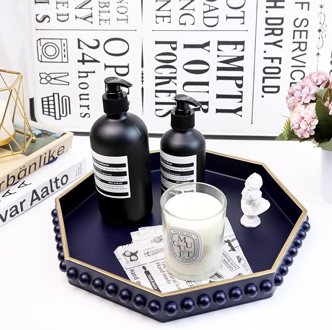 Navy Blue Octagonal Plastic Serving Tray - Image 5