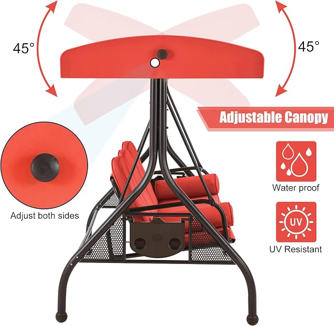 GYUTEI 3-Seat Outdoor Patio Swing - Image 3