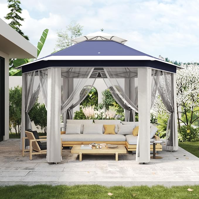 13' x 13' Pop-Up Gazebo, Hexagonal Canopy Shelter by PhoenixCrest