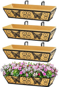 4 Pack 24 Inch Window Boxes Planters Railing Planter Box by KarlliuHOMEGARDEN