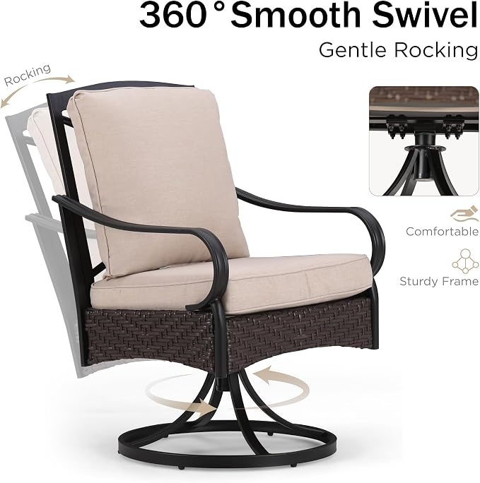 PHI VILLA 7-Piece Outdoor Dining Set, Heavy Duty Patio Table and Chairs Set - Image 3