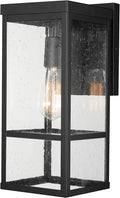 GLOBE Electric 44802 1-Light Outdoor Wall Sconce, Matte Black, Seeded Glass by GlobeElectric