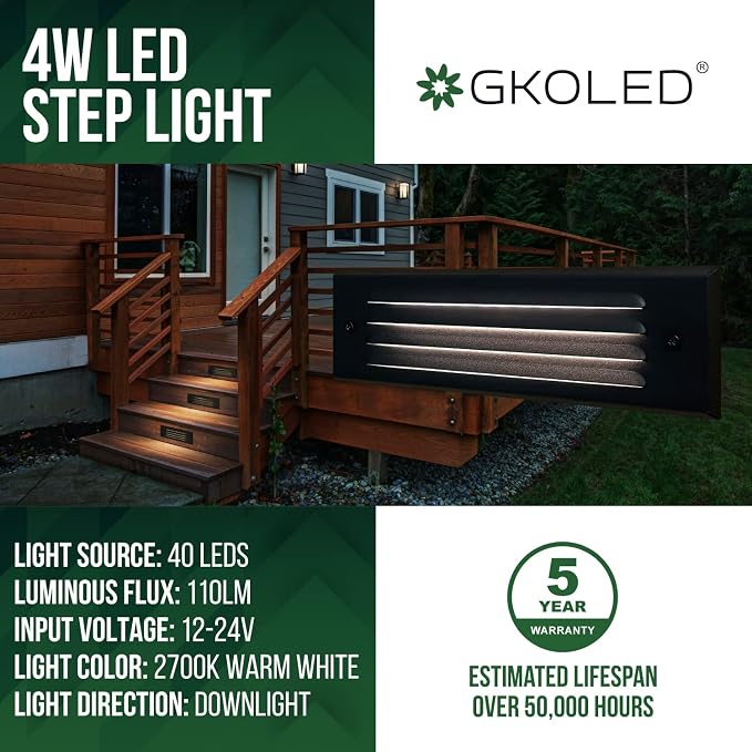 GKOLED Low Voltage LED Step Lights, 4W 12V Surface Mount Light - Image 2