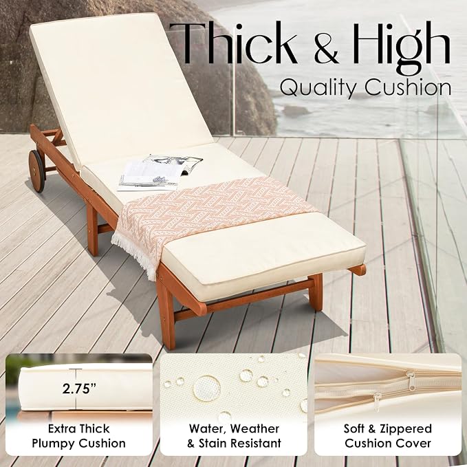 IDZO Upgraded Cushion Outdoor, 500lbs Capacity Patio Pool Loungers, Stackable - Image 4