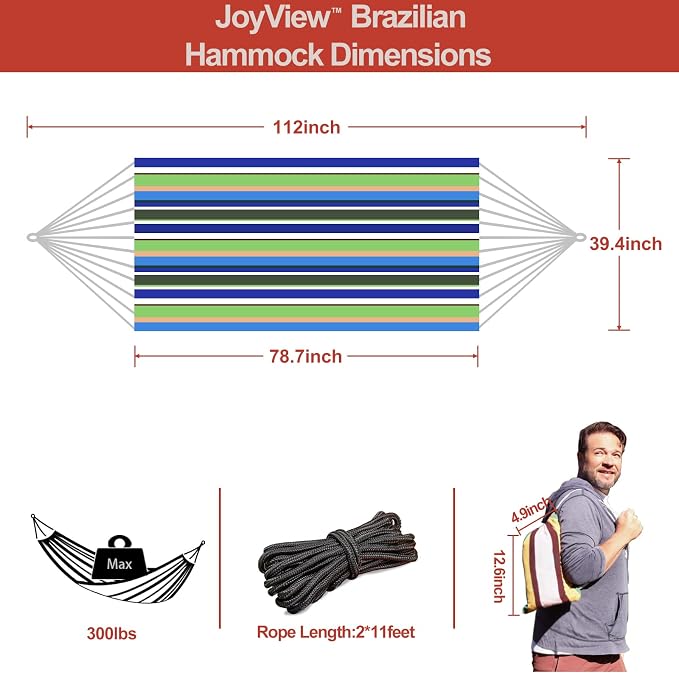 JoyView Brazilian Hammock for Single Person Portable Hammock - Image 2