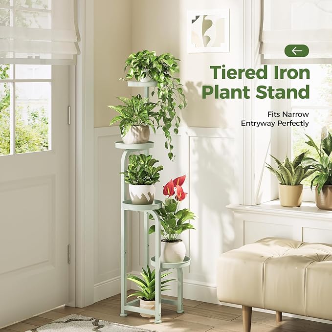 Bamworld Corner Plant Stand Indoor Outdoor, Tall Metal Flower Pot Stands - Image 5